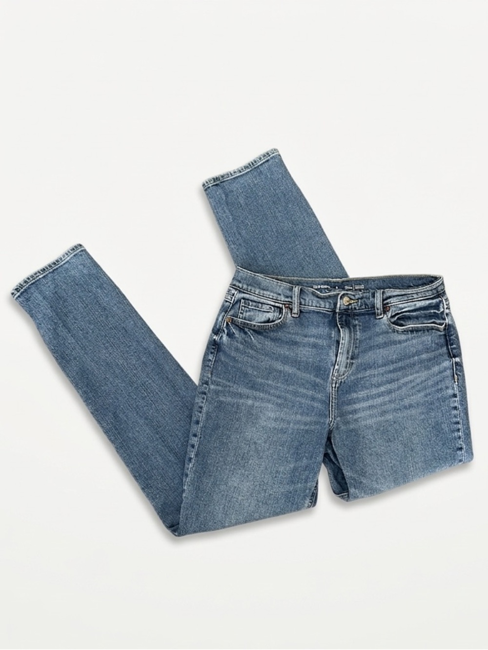 EUC Women’s Mid Rise Boyfriend Jeans Blue Denim Wash Old Navy Size 6 Tall